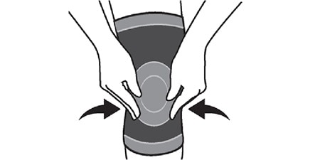 Diagram dat de derde stap illustreert voor het aanbrengen van de FUTURO™ Ultra Performance Kniestabilisator
