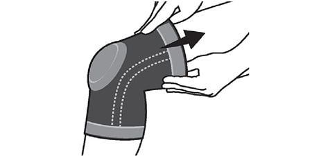 Diagram dat de tweede stap illustreert bij het aanbrengen van de FUTURO™ Ultra Performance Kniestabilisator
